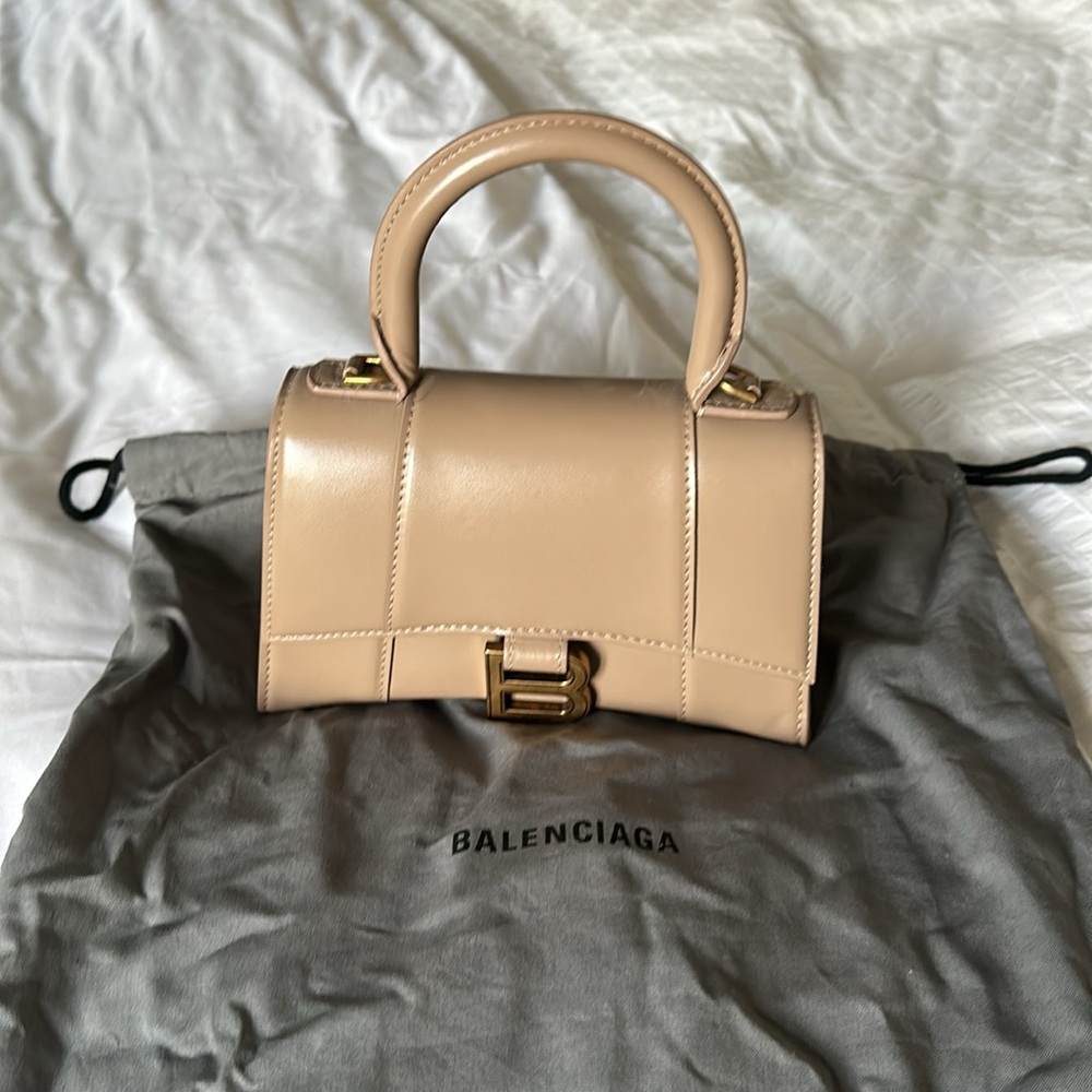 Balenciaga hourglass XS RARE beige taupe smooth leather antique gold hardware - Picture 1 of 10